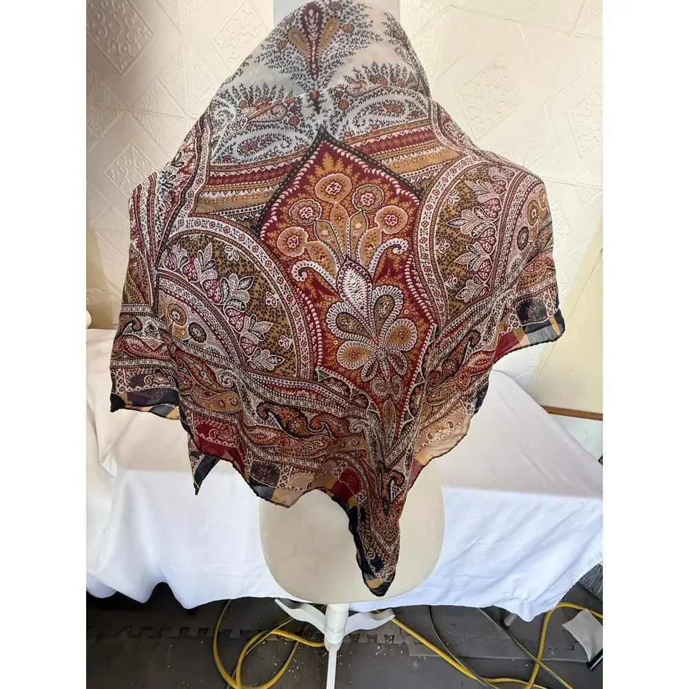 SKU3031 Brown & Tan Printed Square Scarf 34